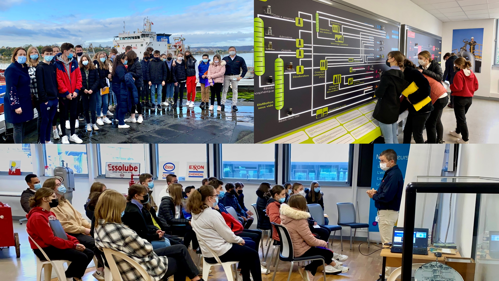 Photo de la visite des 5 classes de collégiens du territoire de Caux Seine agglo à notre plateforme de Gravenchon